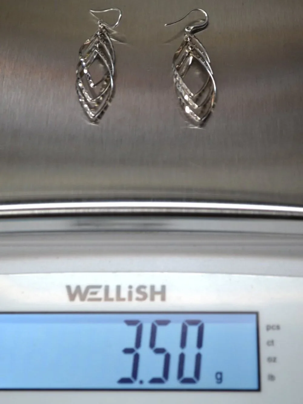 Sterling 925 Silver Faceted Dangle Earrings, Triple Loops, Thailand